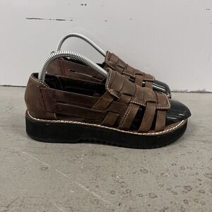 Vintage 90s Grunge‎ Mens 6 Womens 9 Sandals Brown Fishman Simple Brand Lug Soles
